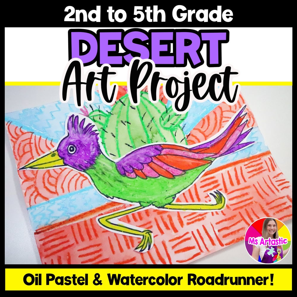 Summer Art Project Activity Desert Roadrunner Art Lesson Line Art Project
