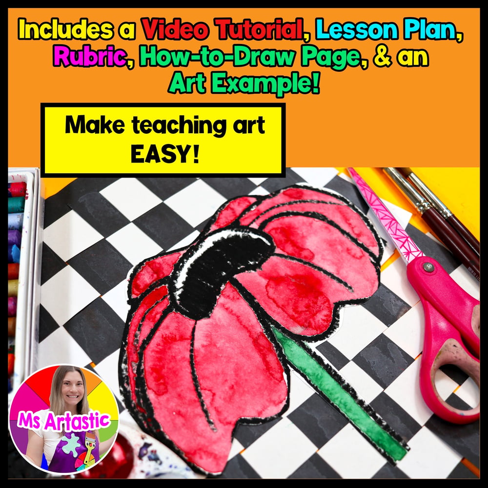 Remembrance Day Art Lesson Poppy Art Project Paper Weaving Artwork – image 2