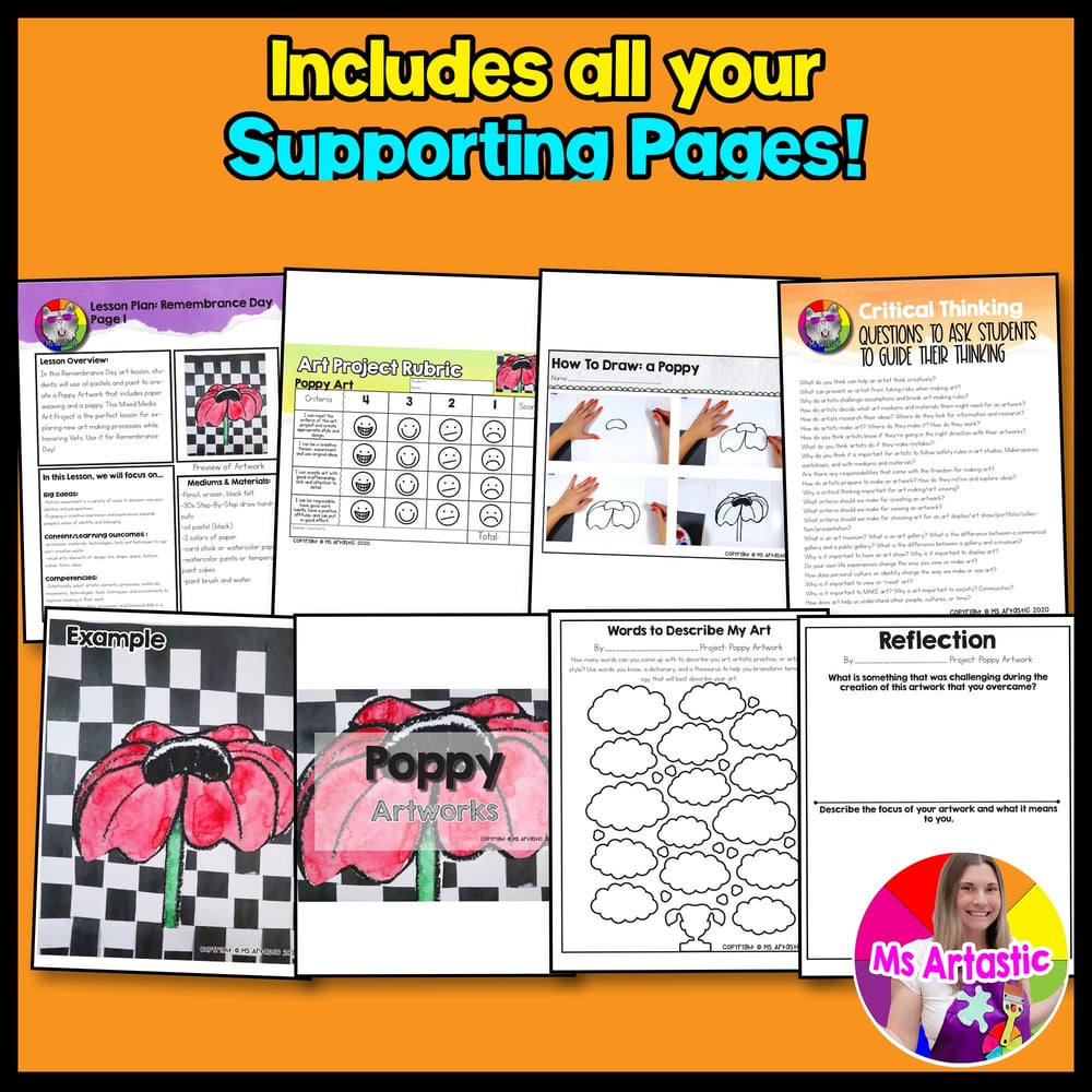 Remembrance Day Art Lesson Poppy Art Project Paper Weaving Artwork – image 3