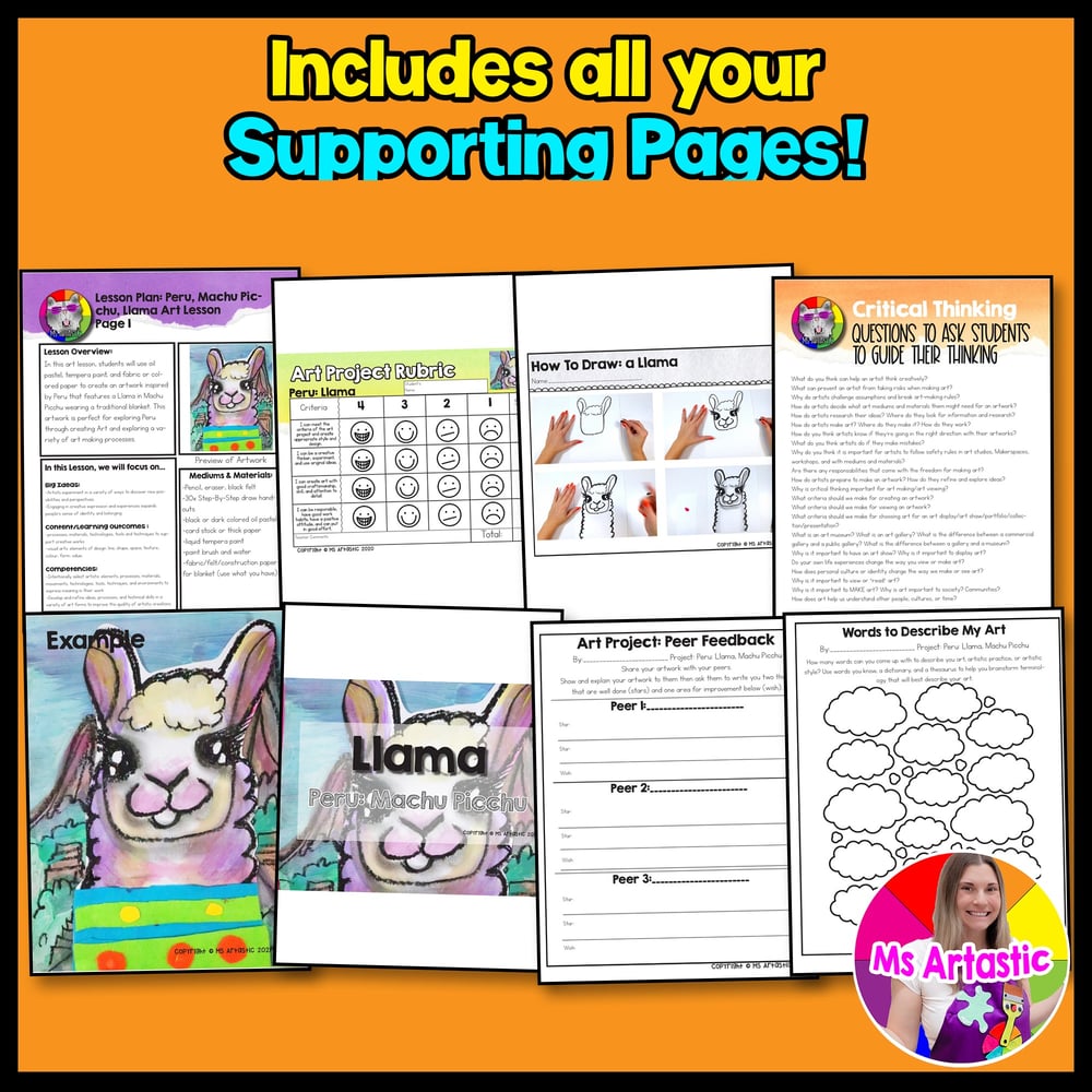 Peru Art Lesson Machu Picchu Landscape Llama Art Project Artwork Activity – image 3