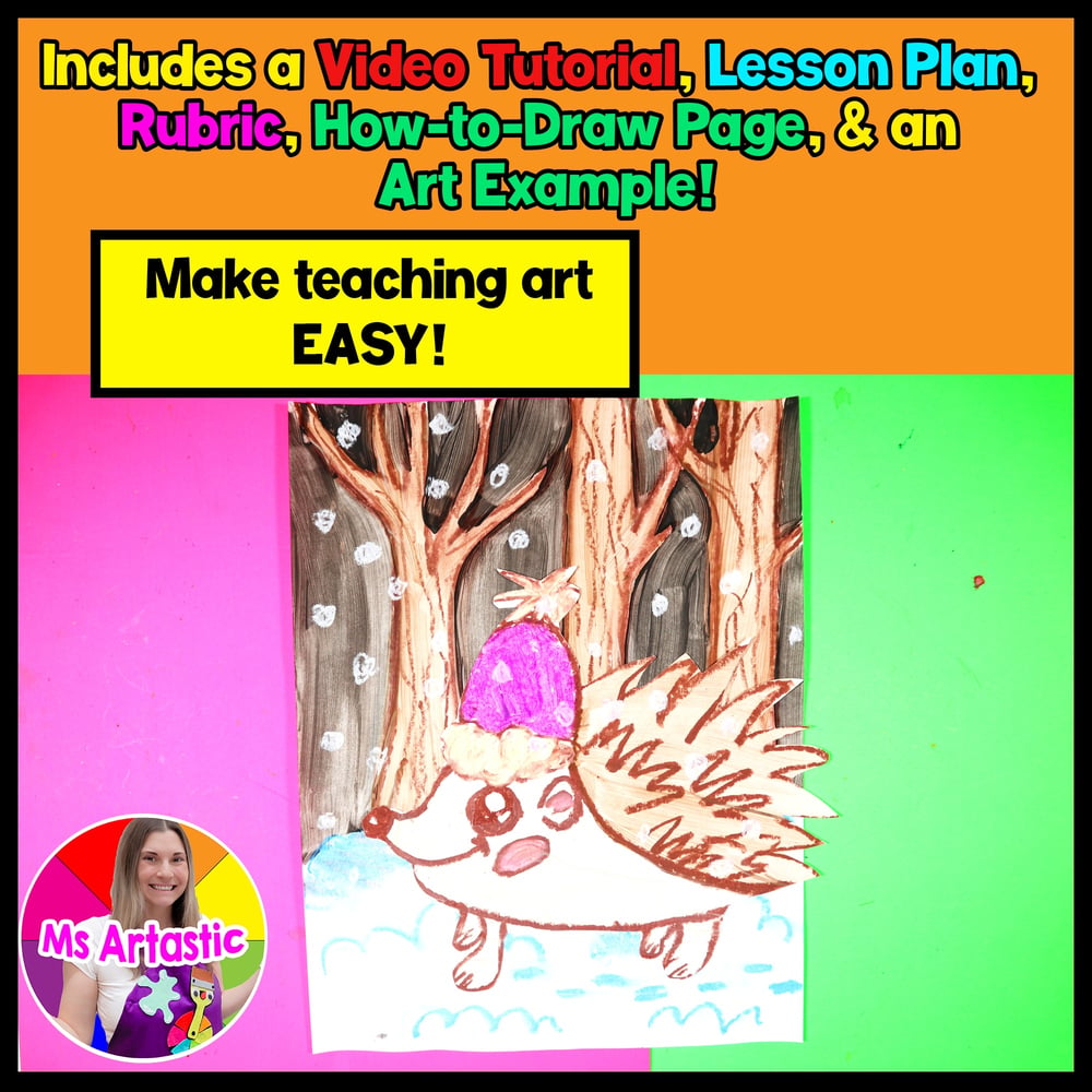 Winter Art Lesson Hedgehog Winter Art Project Art Activities Art Sub Plans – image 2