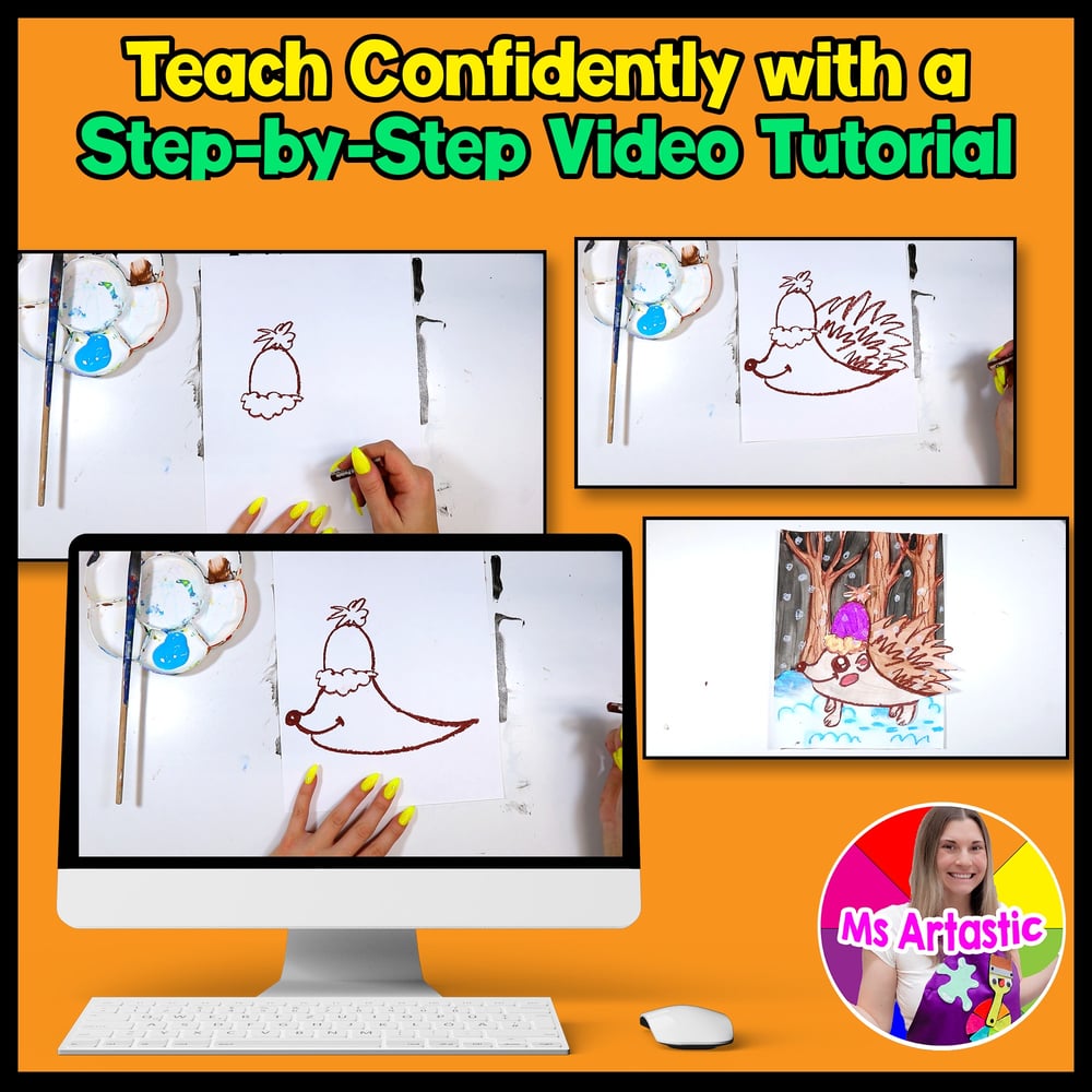 Winter Art Lesson Hedgehog Winter Art Project Art Activities Art Sub Plans – image 4