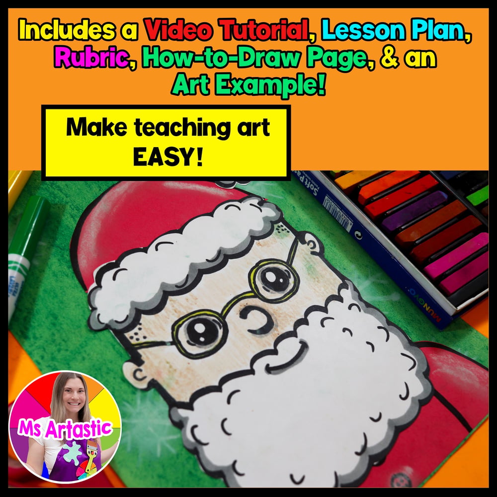 Christmas Art Lesson Santa Claus Art Project Christmas Art Activities Artwork – image 2
