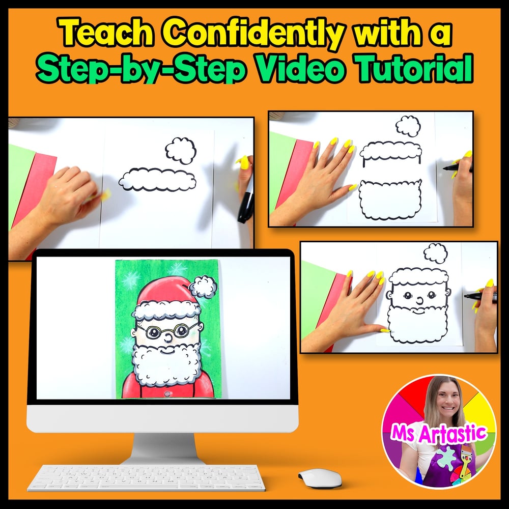 Christmas Art Lesson Santa Claus Art Project Christmas Art Activities Artwork – image 4