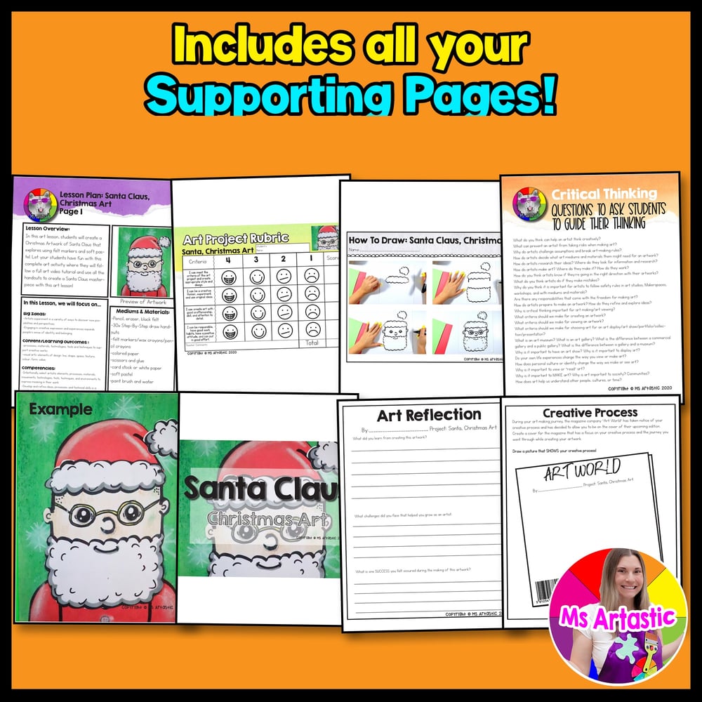Christmas Art Lesson Santa Claus Art Project Christmas Art Activities Artwork – image 3