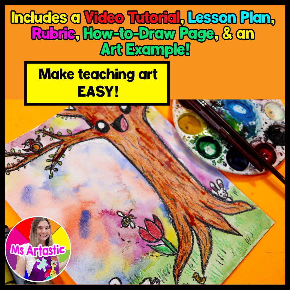 Primary Art Project Spring Art Lesson Season Spring Tree Art Project – image 2