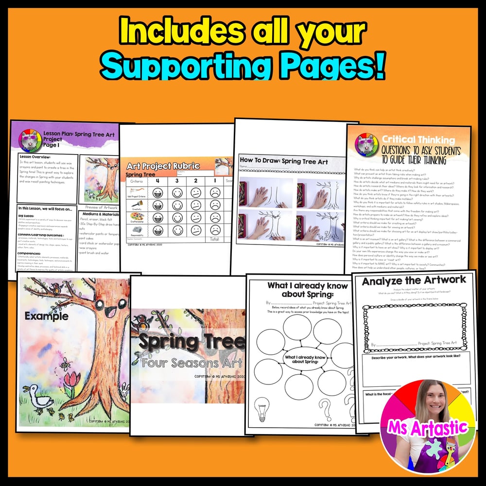Primary Art Project Spring Art Lesson Season Spring Tree Art Project – image 3