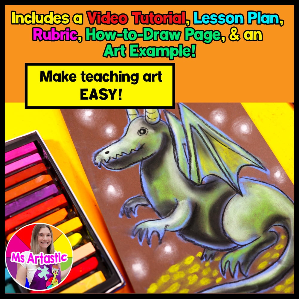 Dragon Art Lesson Fantasy Art Project Activity Soft Pastel Artwork Elementary – image 2