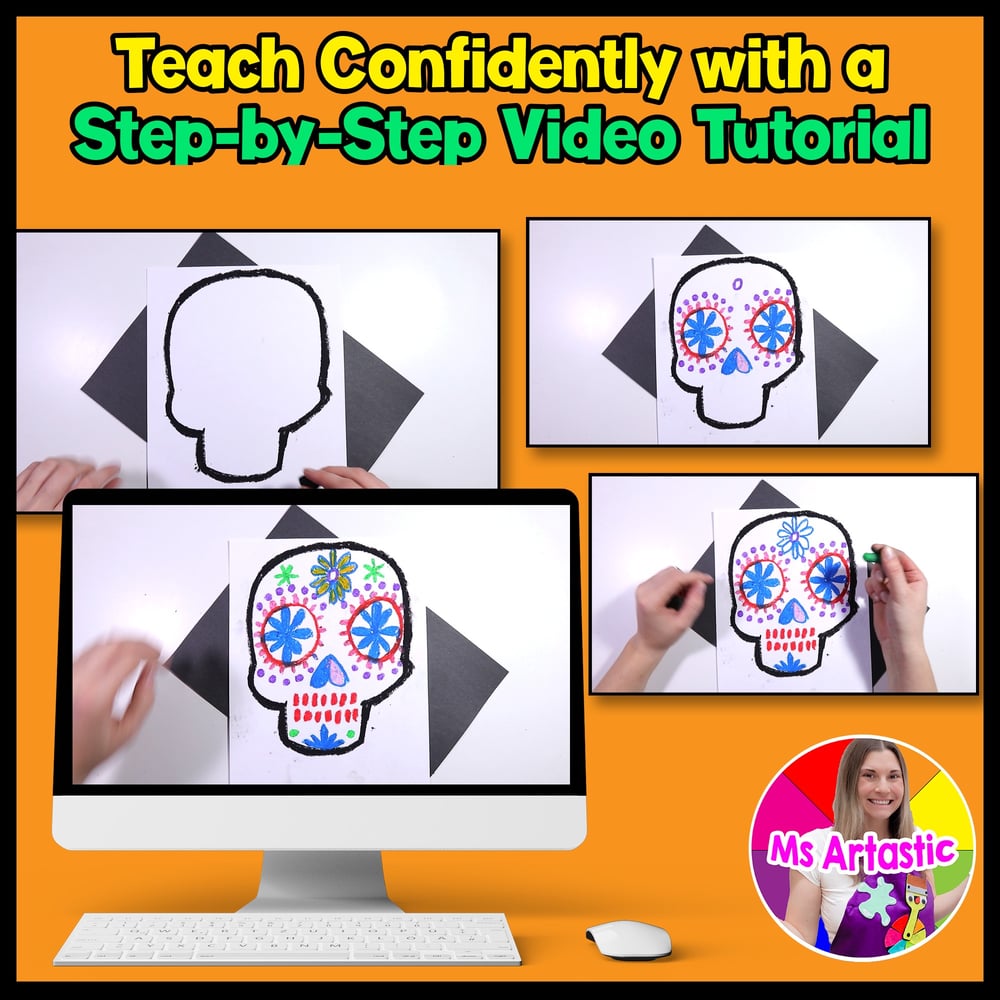 Mexican Sugar Skull Art Lesson Day of the Dead Mexico Art Project Activity – image 4