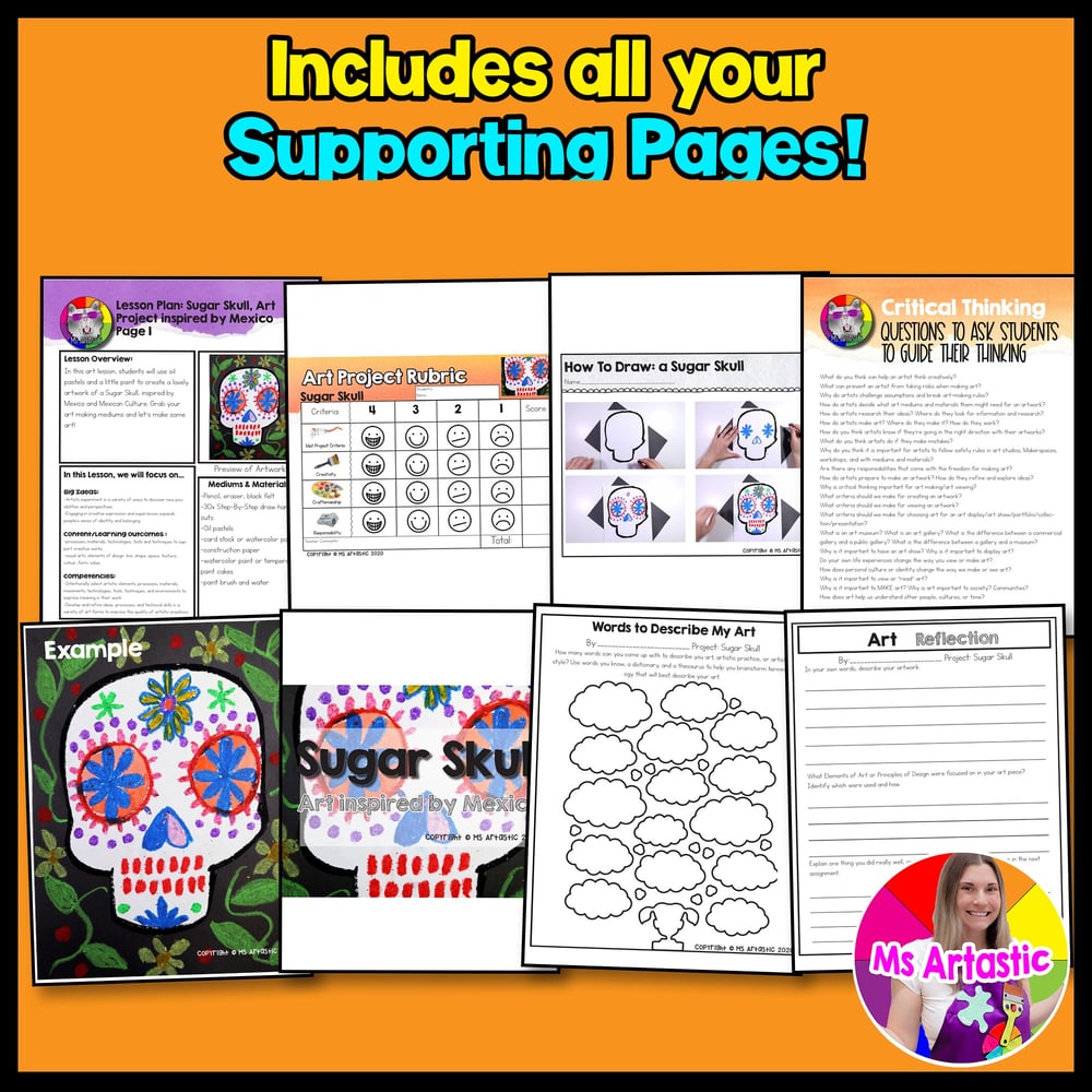 Mexican Sugar Skull Art Lesson Day of the Dead Mexico Art Project Activity – image 3