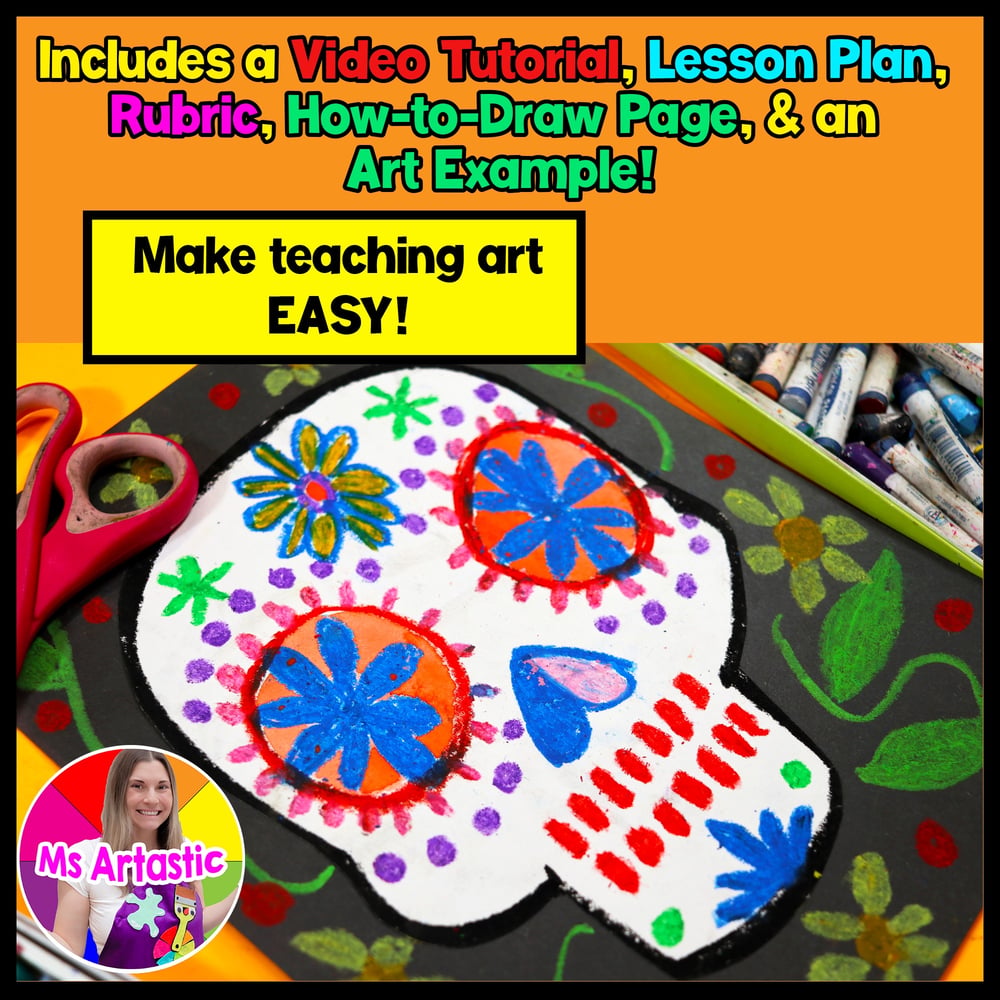 Mexican Sugar Skull Art Lesson Day of the Dead Mexico Art Project Activity – image 2