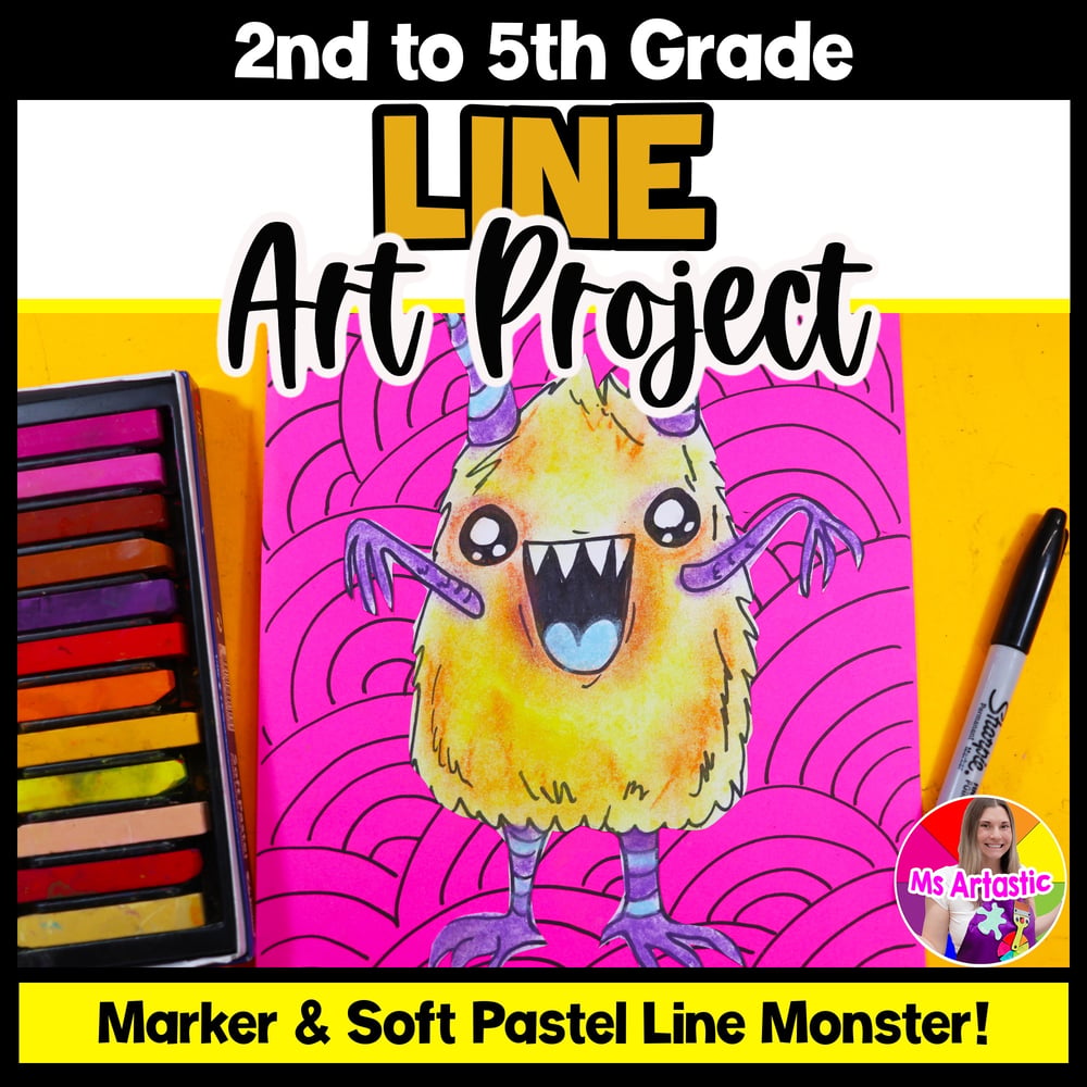 Element of Art Line Art Lesson Monster Line Art Project Activity for Elementary