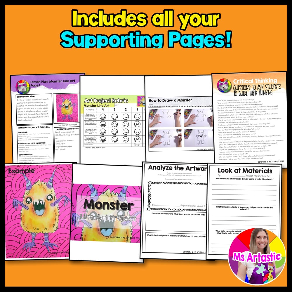 Element of Art Line Art Lesson Monster Line Art Project Activity for Elementary – image 3