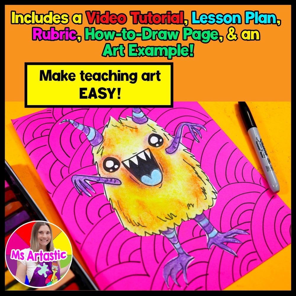 Element of Art Line Art Lesson Monster Line Art Project Activity for Elementary – image 2