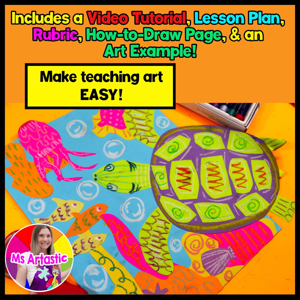 Element of Art Line Art Lesson Sea Turtle Art Project Activity for Elementary – image 2
