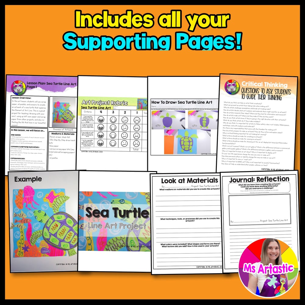 Element of Art Line Art Lesson Sea Turtle Art Project Activity for Elementary – image 3