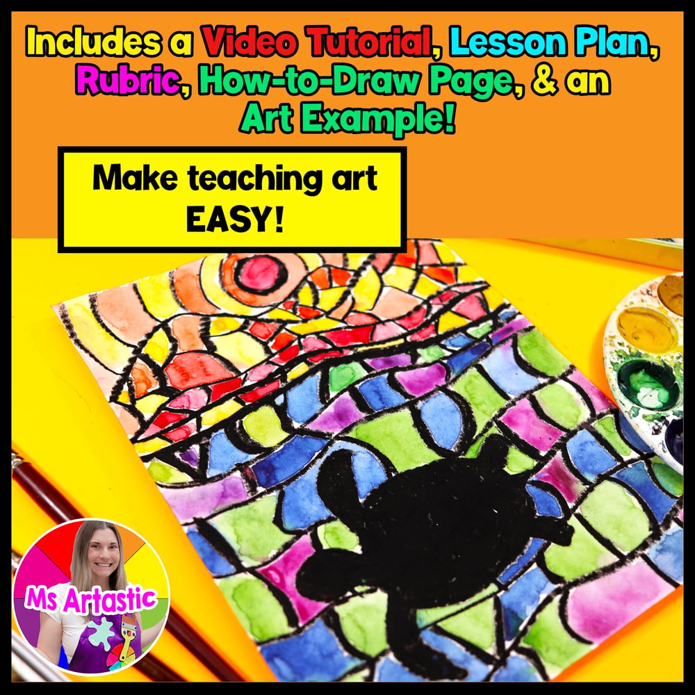 Element of Art Color Art Lesson Warm Cool Colors Turtle Landscape for Elementary – image 2