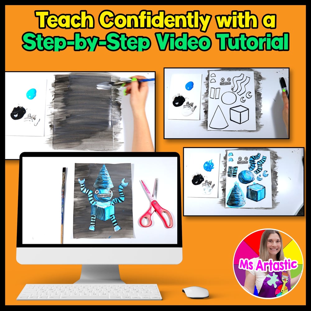 Element of Art Form Art Lesson Shape Form Robot Art Project Activity Elementary – image 4