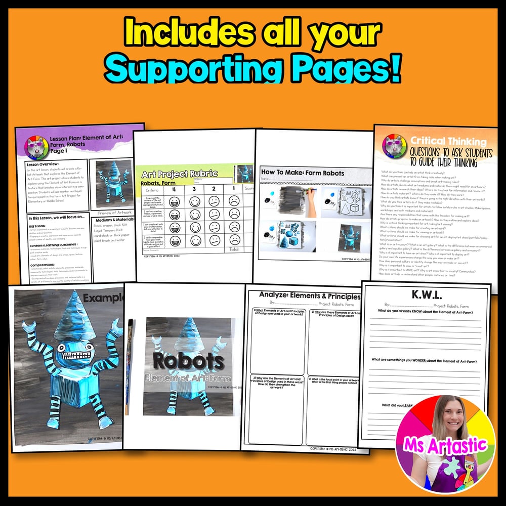 Element of Art Form Art Lesson Shape Form Robot Art Project Activity Elementary – image 3