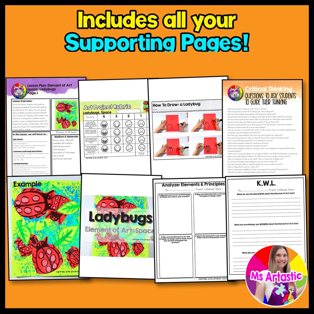 Element of Art Space Art Lesson Ladybug Art Project for Primary Kindergarten – image 3