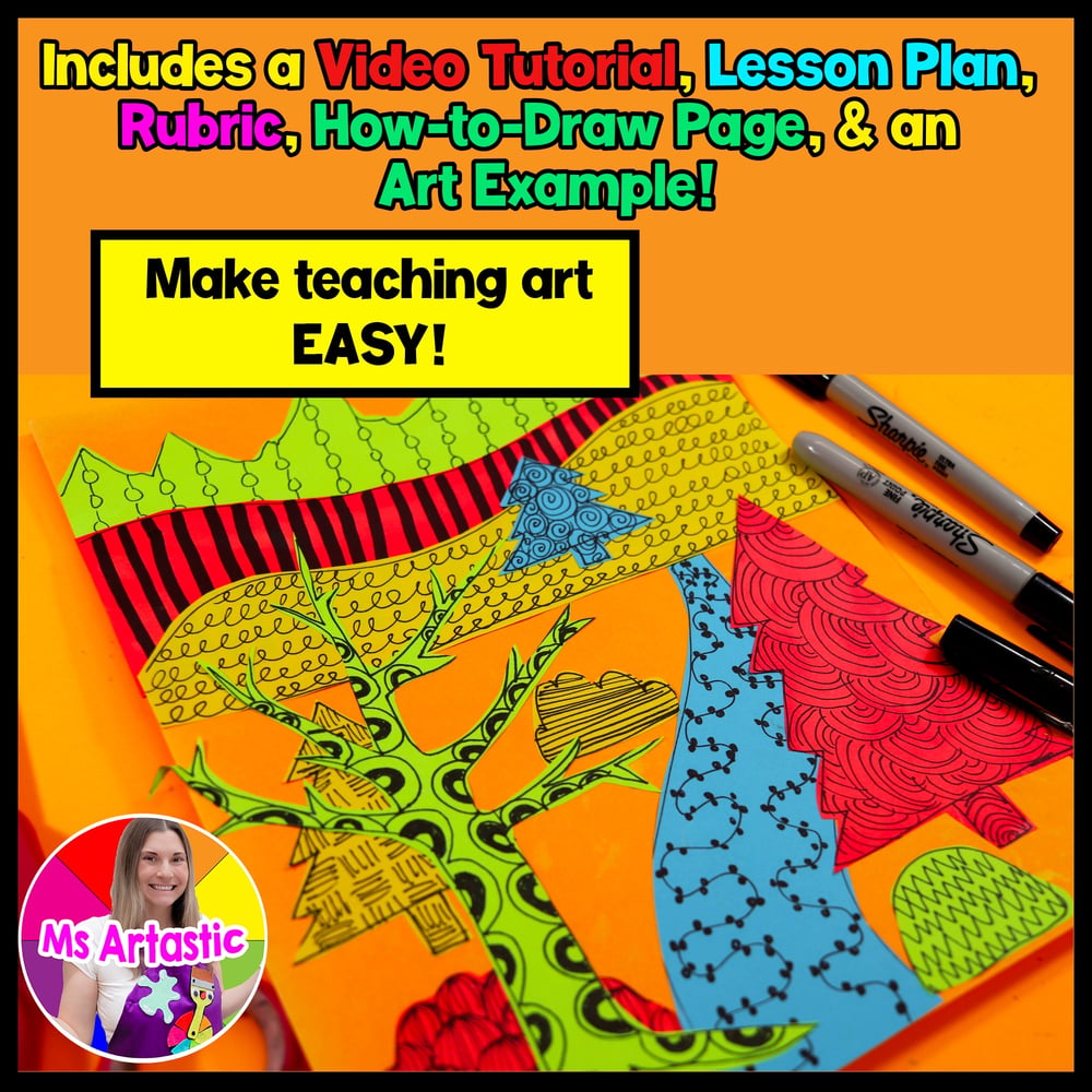 Element of Art Line Art Lesson Line Landscape Art Project Zentangle Art Activity – image 2