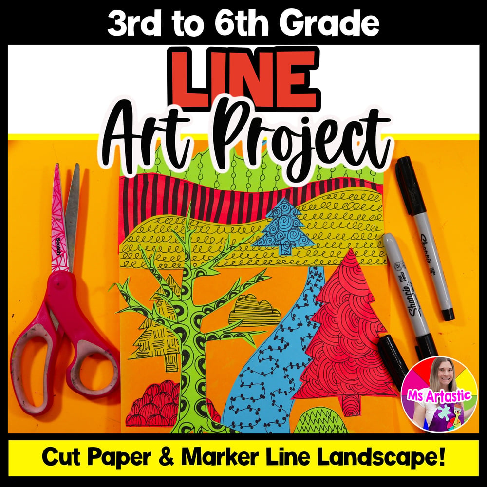 Element of Art Line Art Lesson Line Landscape Art Project Zentangle Art Activity