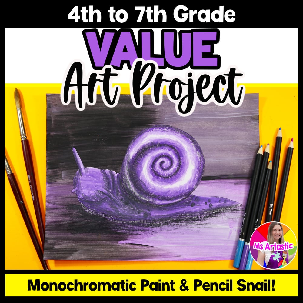 Element of Art Value Art Lesson Snail Art Project Value Colored Pencil Activity