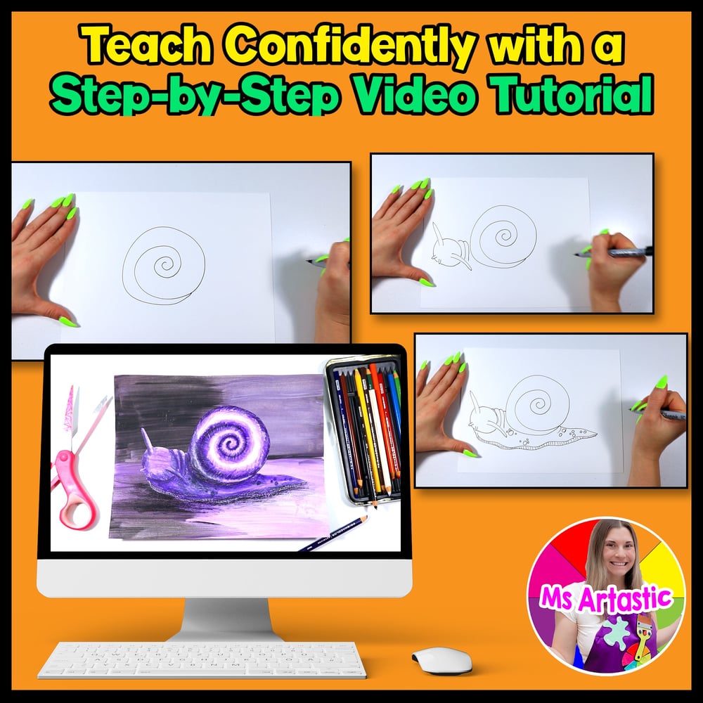 Element of Art Value Art Lesson Snail Art Project Value Colored Pencil Activity – image 4