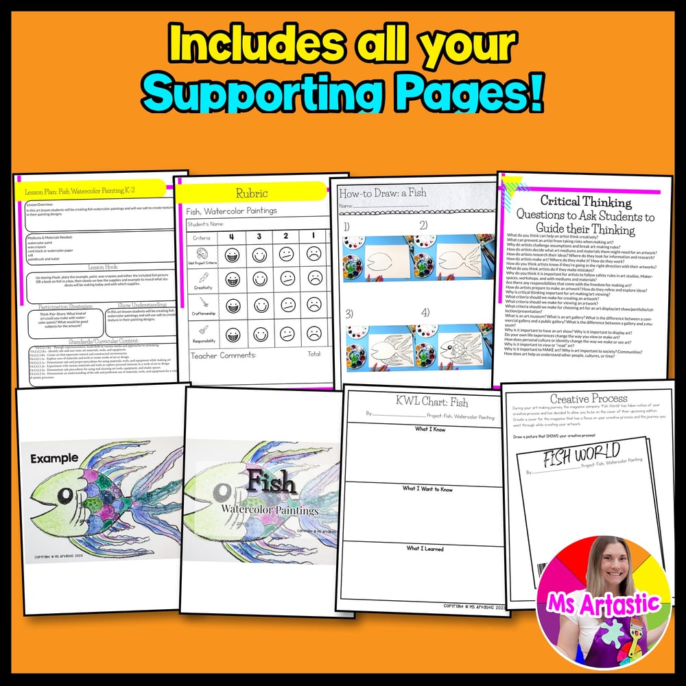 Watercolor Fish Art Lesson Watercolor Art Project Kindergarten Summer Art – image 3