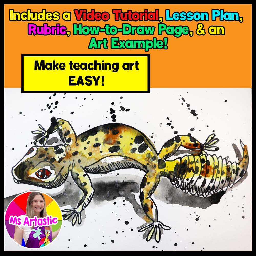Watercolor Gecko Art Lesson Watercolor Art Project Summer Art Activity – image 2