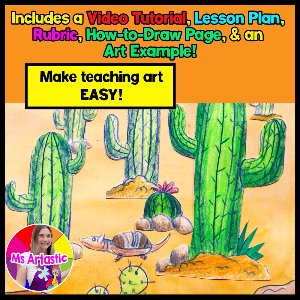 Element of Art Space Art Project Cactus Desert Landscape Art Lesson Art Work – image 2