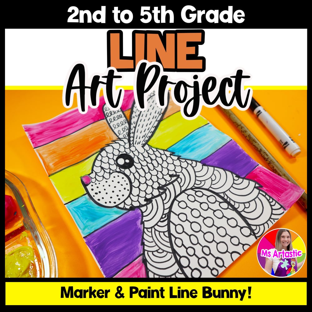 Art Lesson Element of Art Line Bunny Line Art Project Lesson Plan Activity