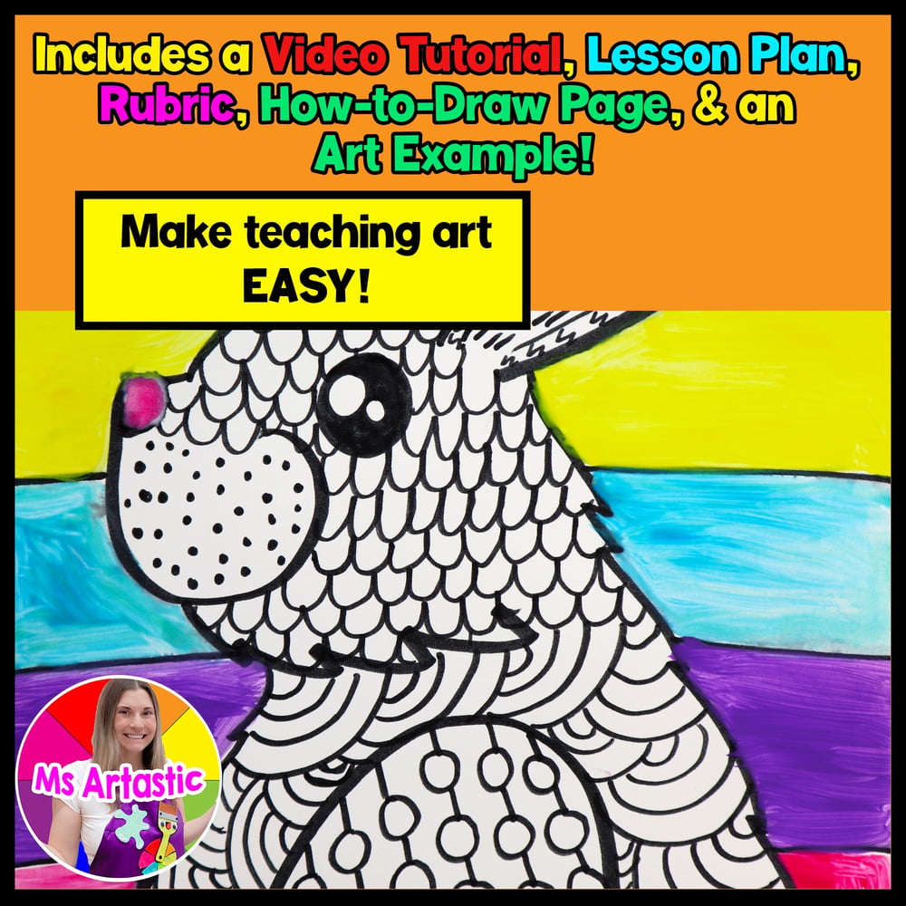 Art Lesson Element of Art Line Bunny Line Art Project Lesson Plan Activity – image 2