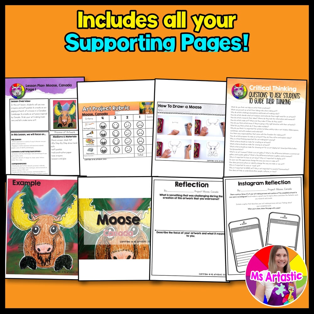 Canadian Art Project Moose Art Lesson Canada Art Activity Artwork Bulletin Board – image 3