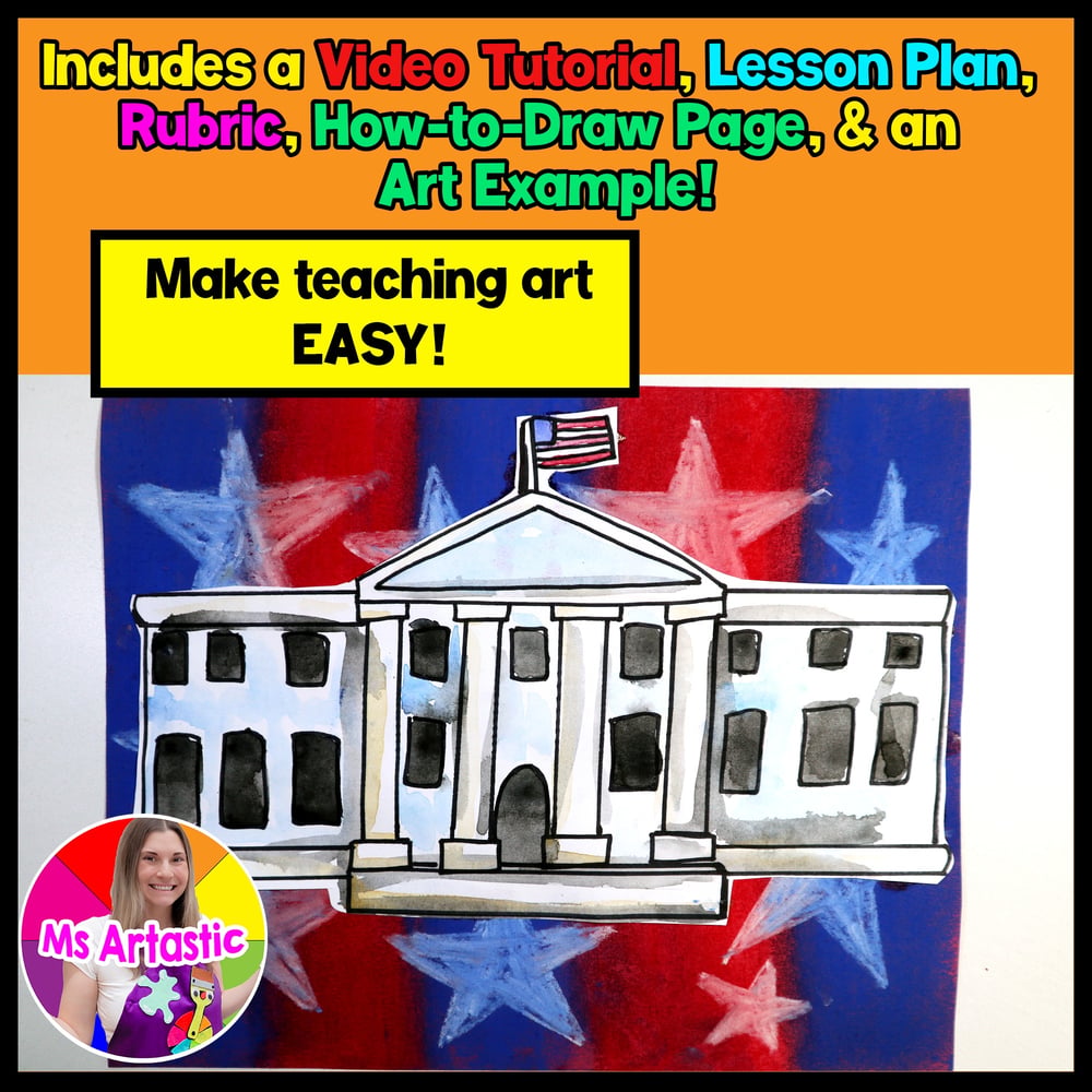 Art Lesson Presidents Day Art Project White House USA Art Activities Craft – image 2