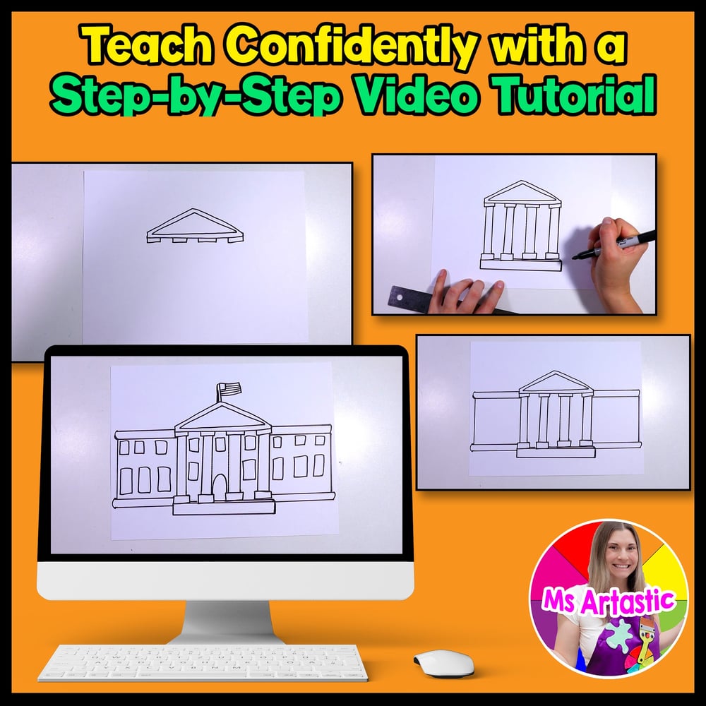 Art Lesson Presidents Day Art Project White House USA Art Activities Craft – image 4