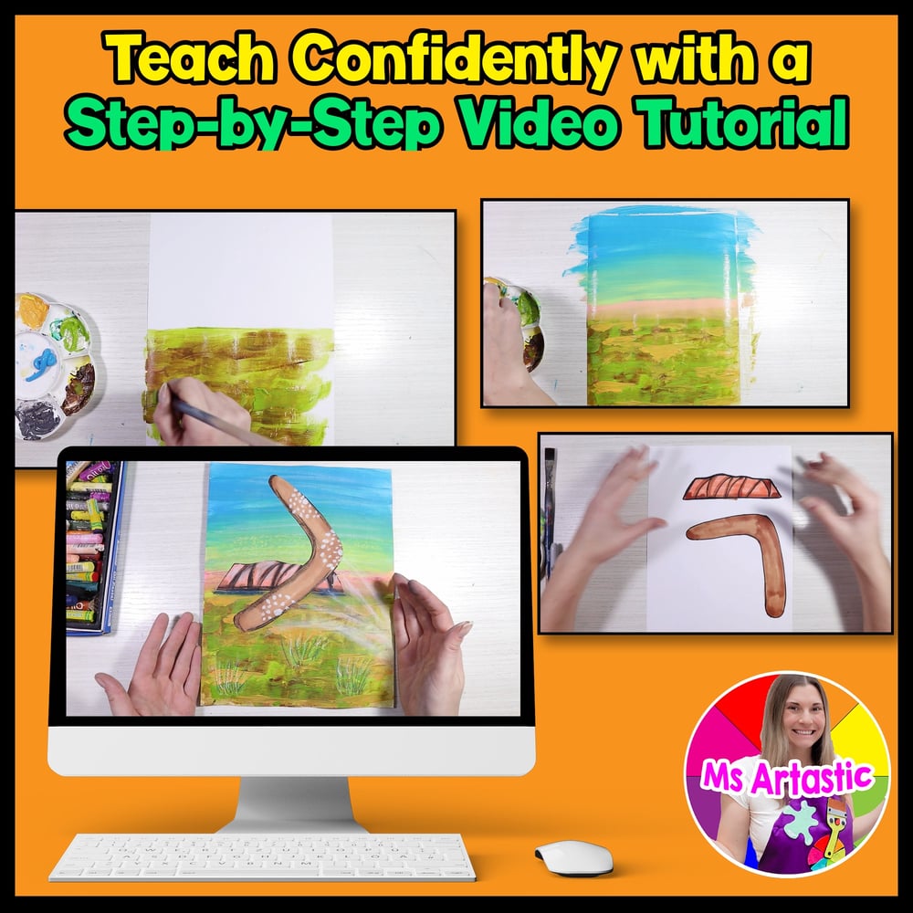 Australian Art Project Outback Boomerang Uluru Landscape Art Lesson Australia – image 4