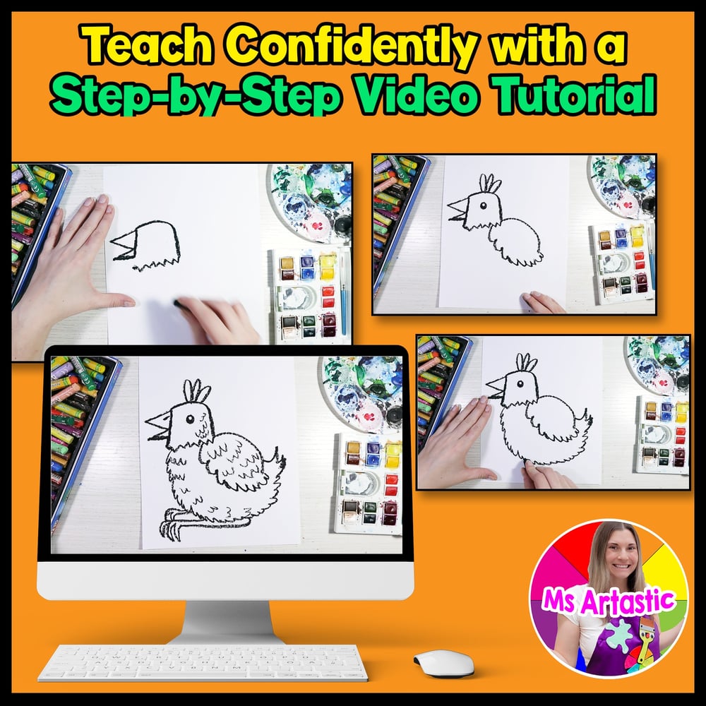 Line Art Lesson Farm Chicken Art Project Agriculture Art Lesson Art Activity – image 4