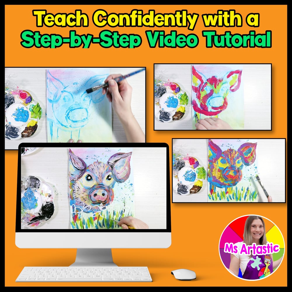 Farm Art Project Painting Art Lesson Pig Art Activity Artwork Summer Art – image 4