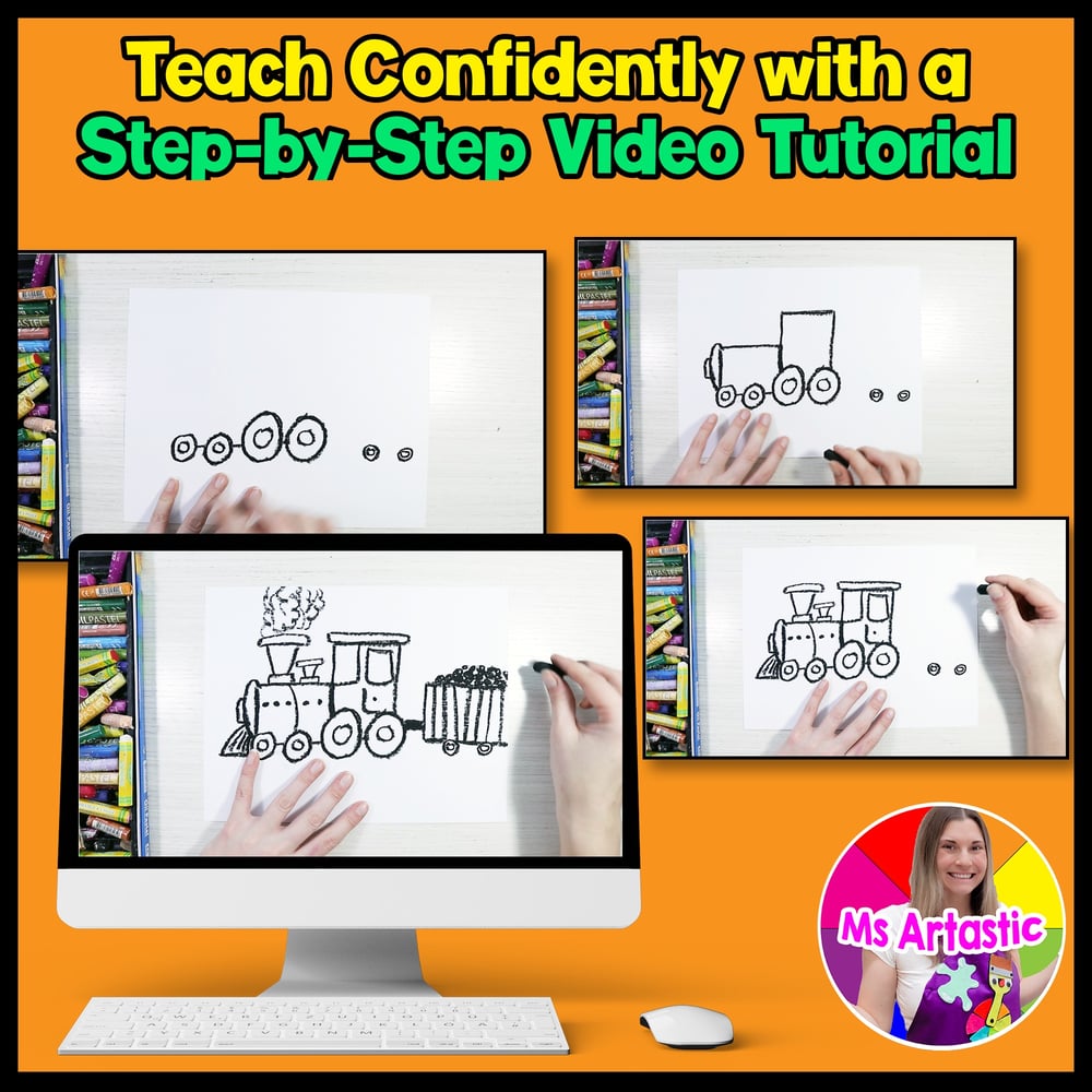 Train Art Project Transportation Line Art Lesson for Primary Students – image 4