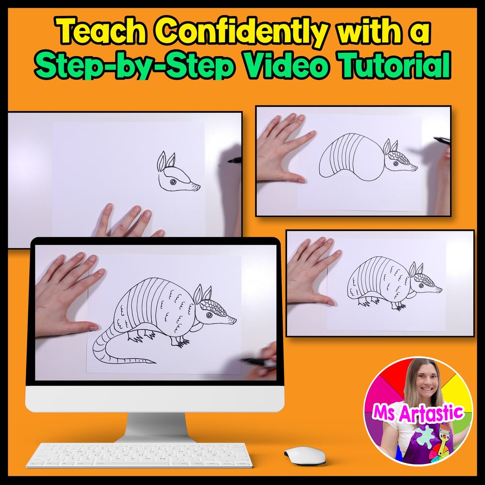 Summer Art Lesson Desert Art Activity Armadillo Art Project Soft Pastels – image 4