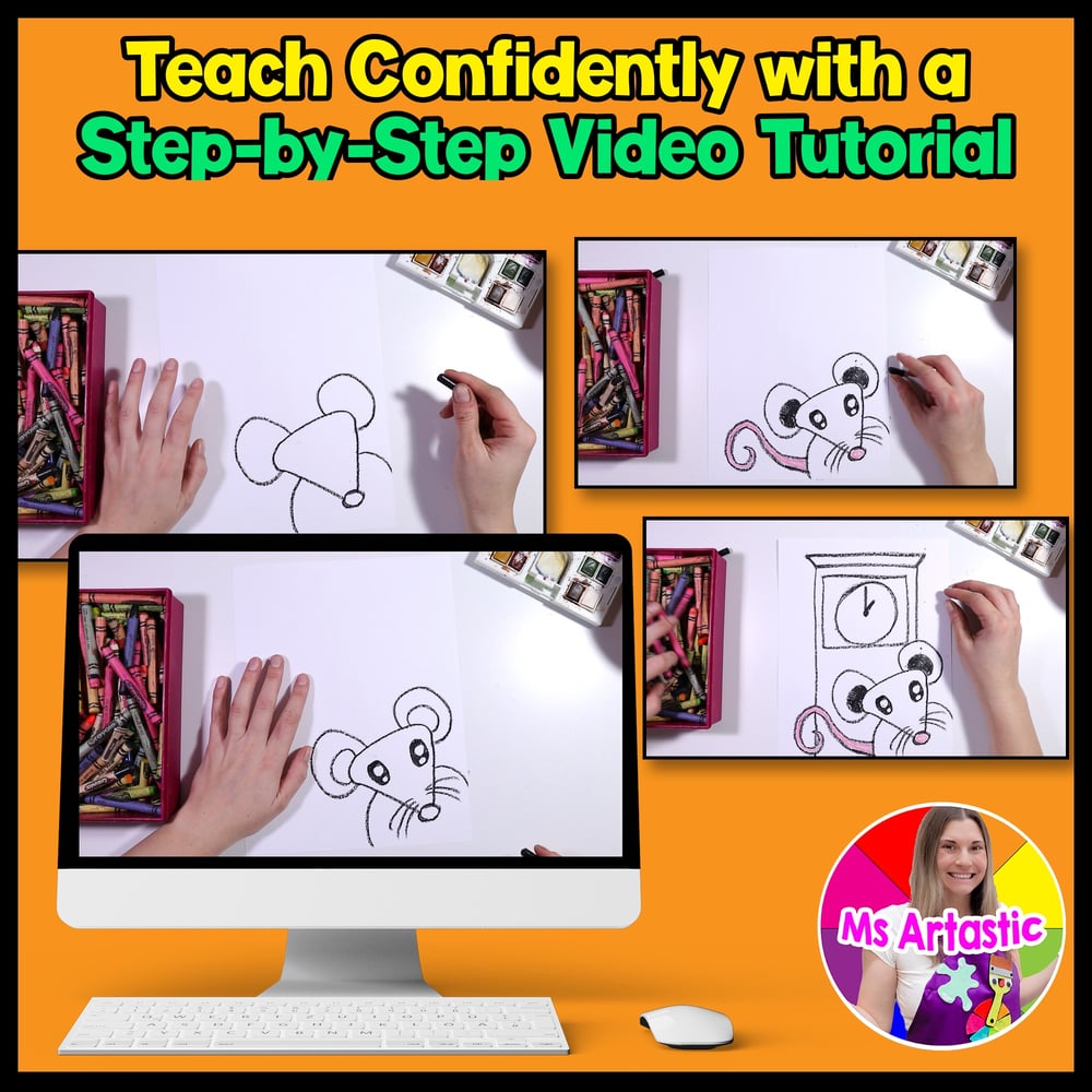 Hickory Dickory Dock Nursery Rhyme Art Lesson Kindergarten Art Project – image 4
