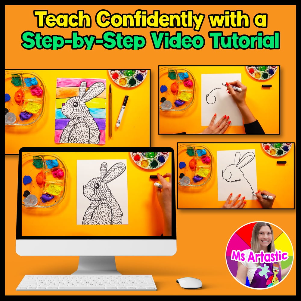 Art Lesson Element of Art Line Bunny Line Art Project Lesson Plan Activity – image 4