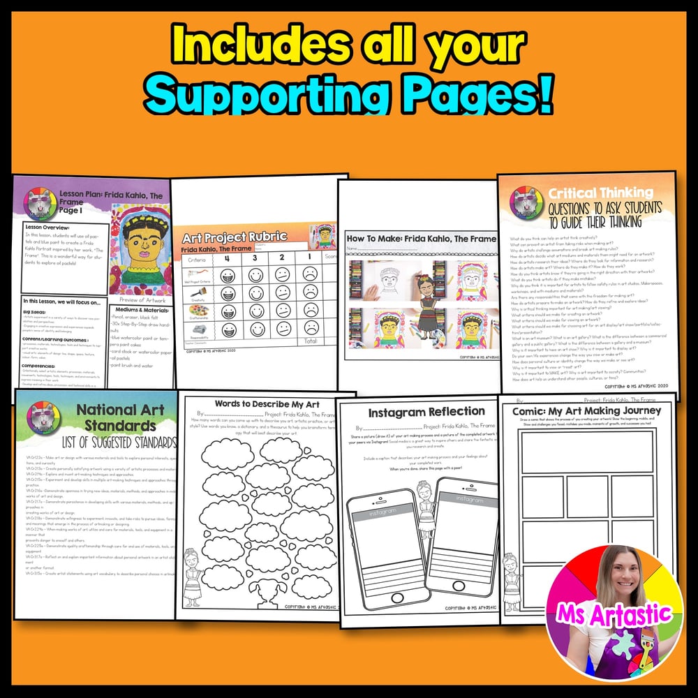 Frida Kahlo Portrait Art Project Frida Kahlo Art Lesson Art History Art Activity – image 3