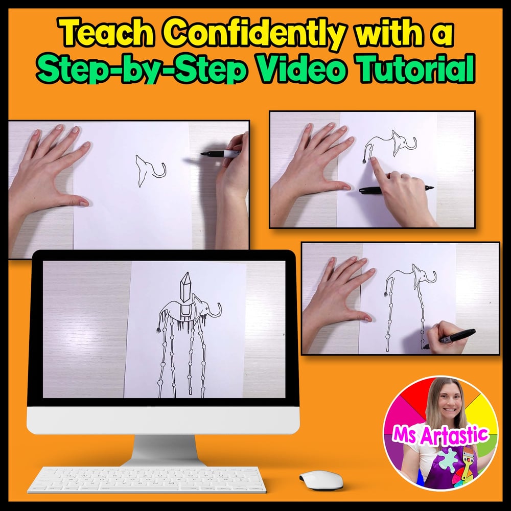 Salvador Dali Elephant Art Project Surrealism Art Lesson Primary Art Activity – image 4