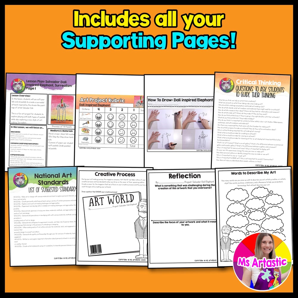 Salvador Dali Elephant Art Project Surrealism Art Lesson Primary Art Activity – image 3