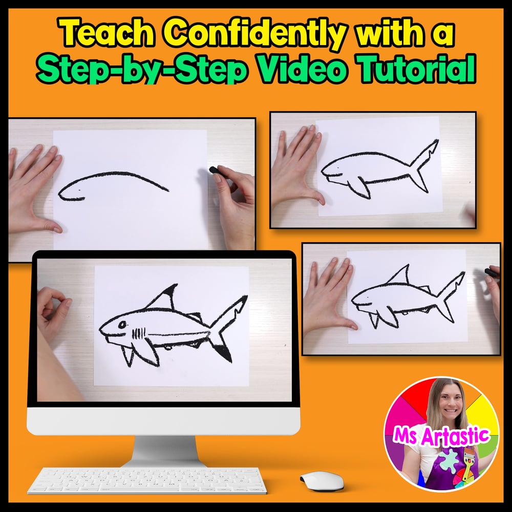 Ted Harrison Shark Art Project Ocean Art Lesson Canadian Art Activity Summer Art – image 4