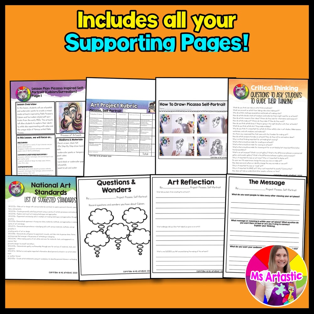 Picasso Art Project Cubist Self Portrait Art Lesson Art History Picasso Activity – image 3