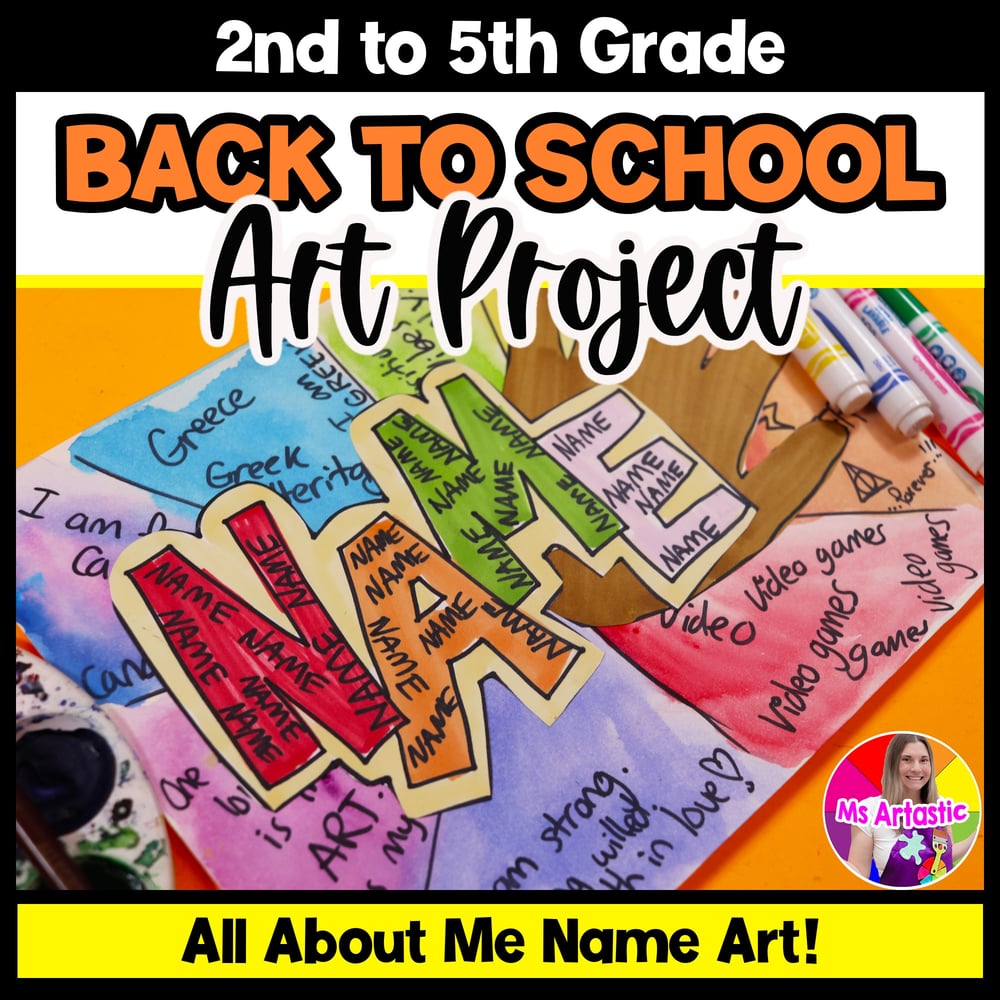 Back to School Name Word Art Project First Week of School All About Me Art