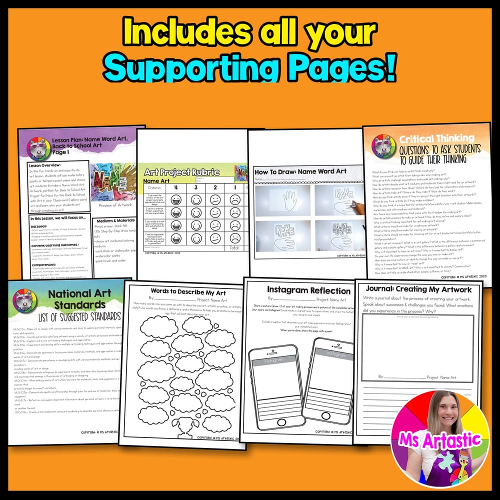 Back to School Name Word Art Project First Week of School All About Me Art – image 3